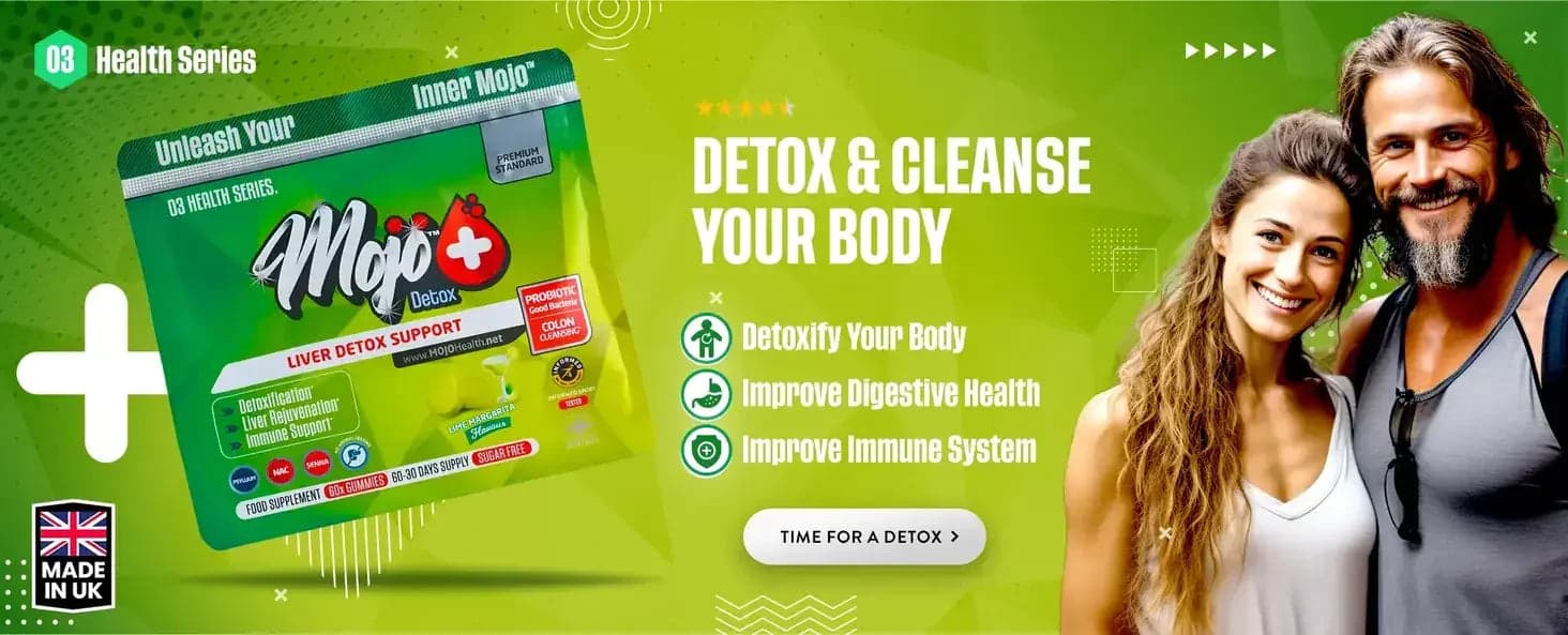 Mojo Detox — wsparcie detoksykacji wątroby — detoksykuj i oczyść swoje ciało: detoksykuj organizm, popraw zdrowie trawiienia, wzmocni układ odpornościowy. Czas na detoks.