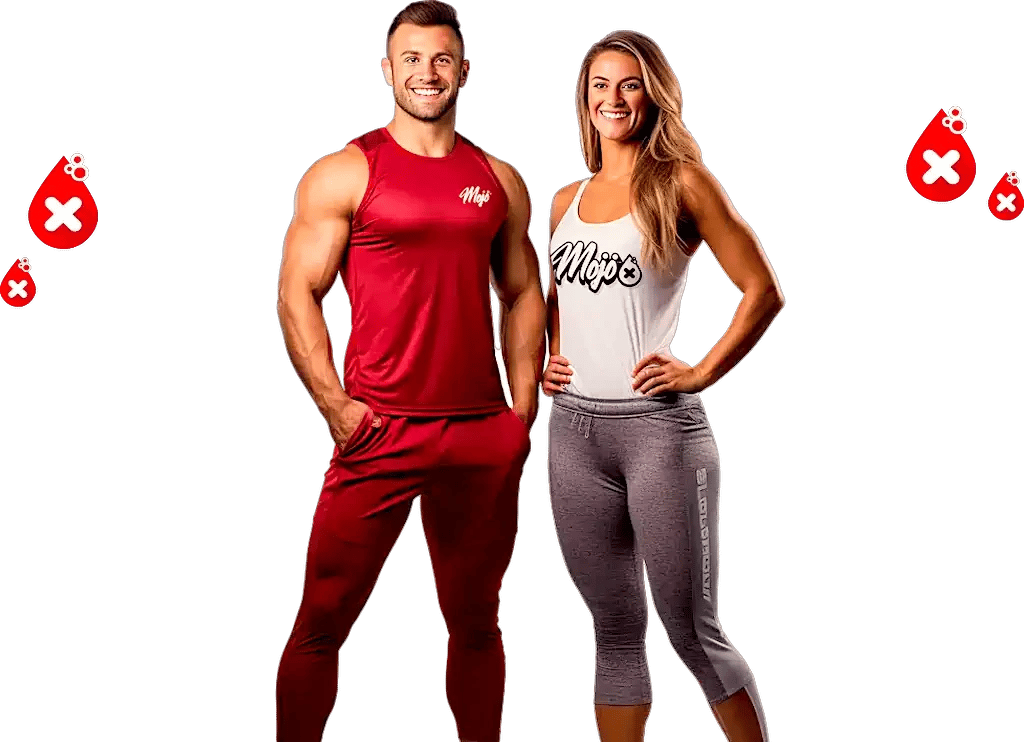 Atletyczny mężczyzna i kobieta w sprzęcie treningowym Mojo